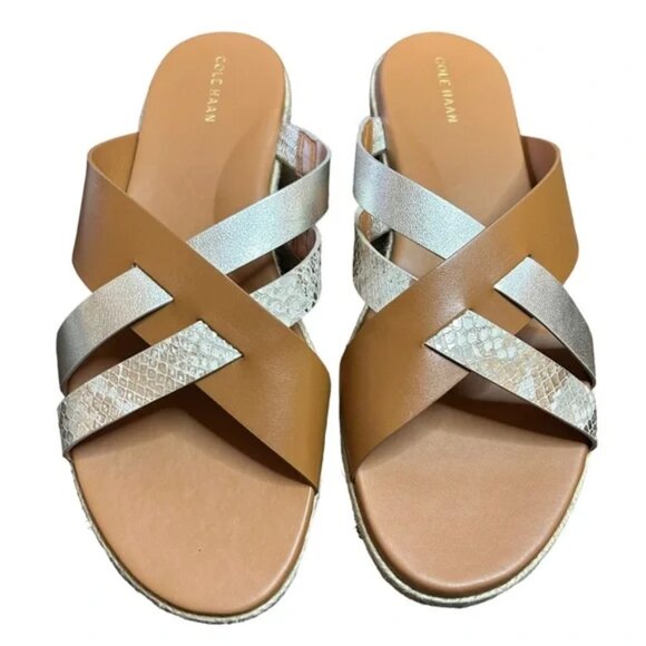 Cole Haan Florens Slide Sandals Leather Women's - Pecan Metallic 9.5 - Picture 1 of 8